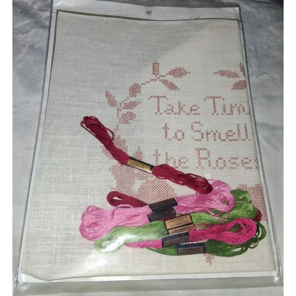 Vintage Needles N Hoops Take Time to Smell the Roses Cross Stitch Kit No 287